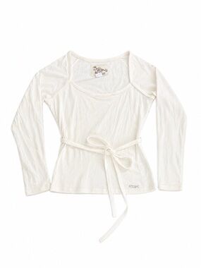 RBK Butter Yellow Long-Sleeve Wrap Tie Top